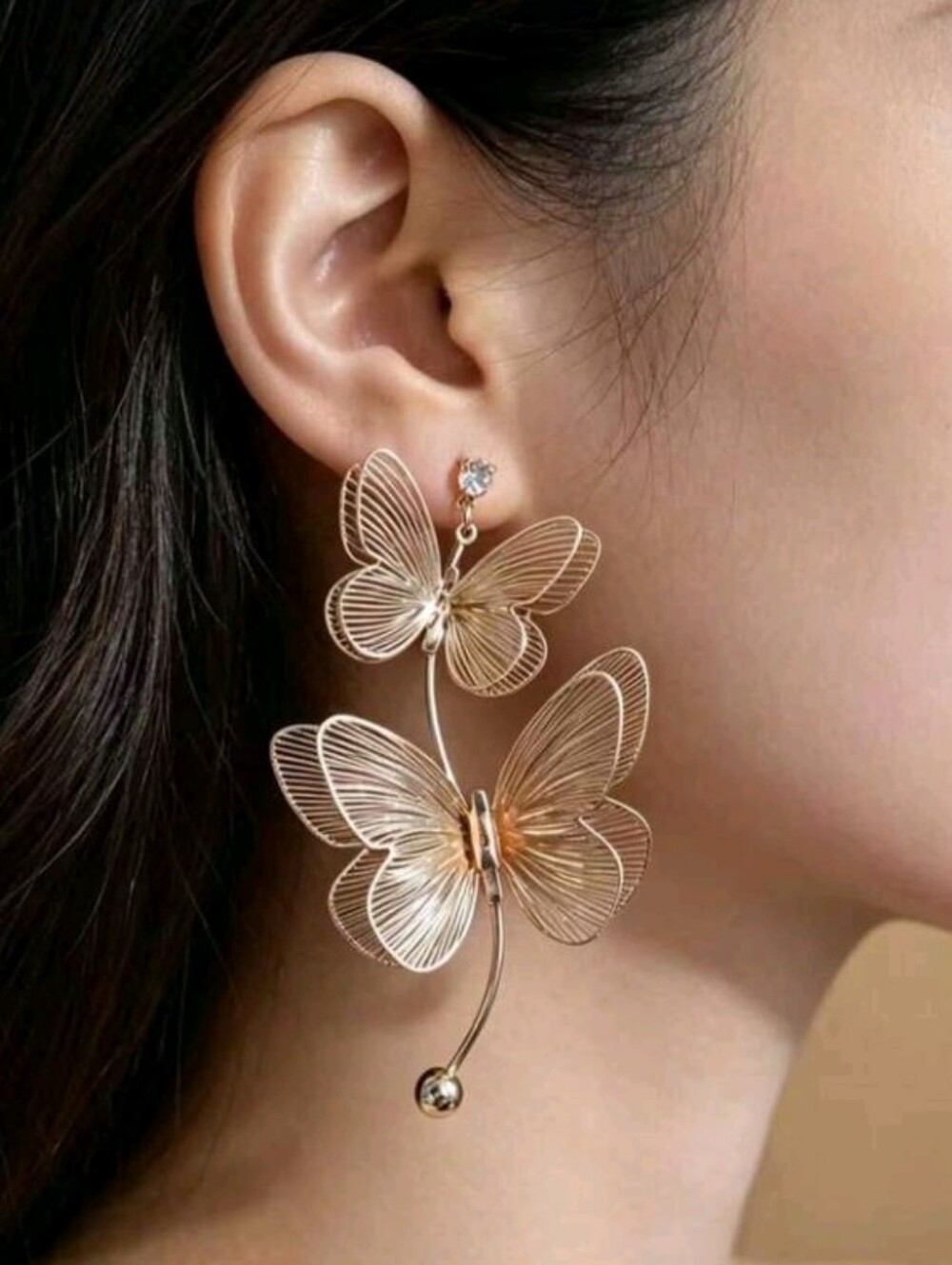 NEW! Stunning Elegant Gold Butterfly Drop Earrings - Women Jewelry